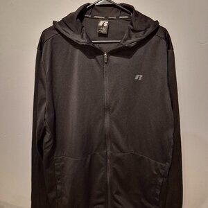 Russell Men's Black Active Sports Zip Up Hooded Jacket LG 42-44